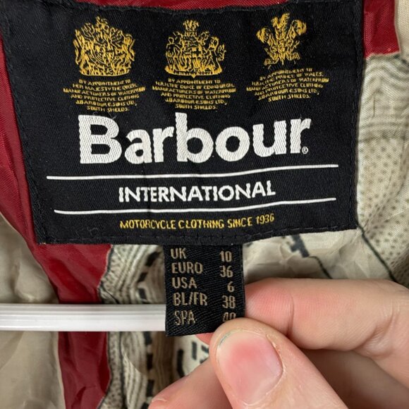 Barbour International MATLOCK Brown Size 6 Waxed Jacket Women Fleece Inside - Picture 13 of 16